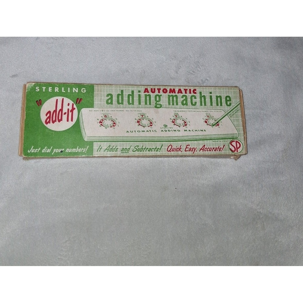 Vintage Sterling "Add-It" Automatic Adding Machine w/ Original Box – Made in USA